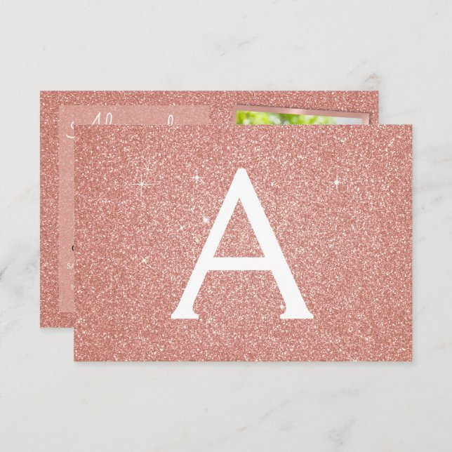 18. Sparkle Rose Gold Blush Pink Foto Einladung (Vorne/Hinten)