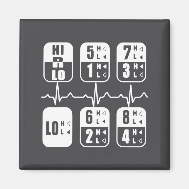 18 Speeds Shift Trucker Heartbeat Funny Truck  Magnet (Vorne)