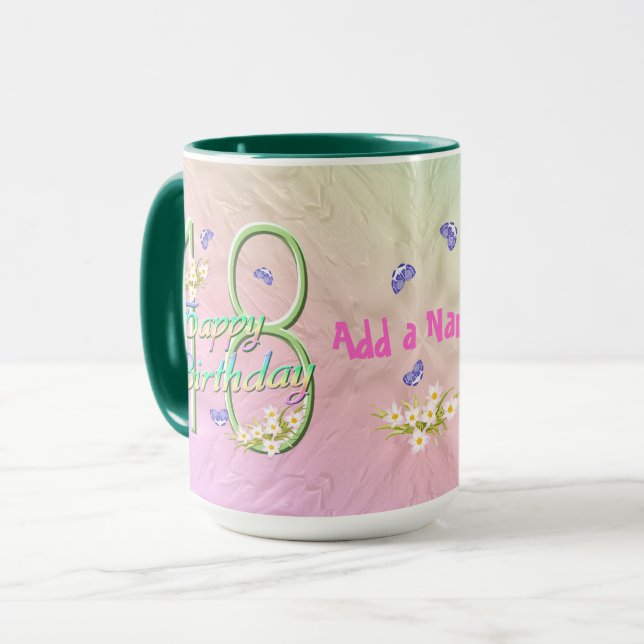 18. Stilvolle Geburtstags-Butterfly-Tasse Tasse (Vorderseite Links)
