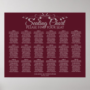 18 Tabelle Elegant Burgundy Hochzeitstabelle Poster