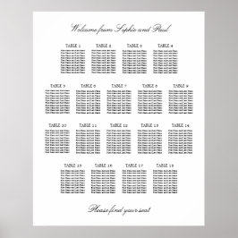 18 Tabelle Elegantes Minimalistisches Sitzdiagramm Poster