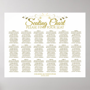 18 Tabelle Gold & White Einfache Hochzeitssitzkart Poster