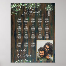 18 Tabelle Rustikales Holz Gypsophila FOTO SITZEND Poster