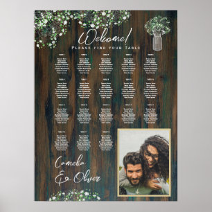 18 Tabelle Rustikales Holz Gypsophila FOTO SITZEND Poster