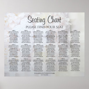 18 Tabelle White Hearts Peony Wedding Seating Char Poster
