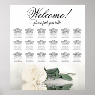 18 Tafelschmuck für Hochzeitssitze in weißer Rose Poster