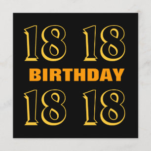18. Teen Birthday Modernes Gold und Black W1016 Karte