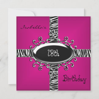 18. Teen Birthday Wild Pink Animal Black 4 Einladung