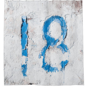 18 Text an der Wand Duschvorhang