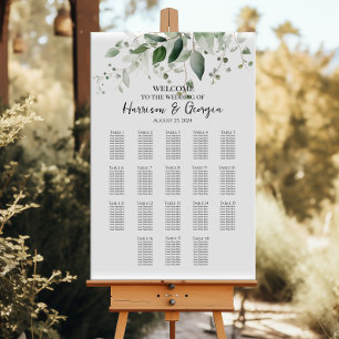 18 Tische Grüne elegante Hochzeitssitzkarte Poster