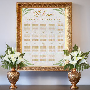 18 Tische Sitzplan Blätter Grün Botanisch Poster