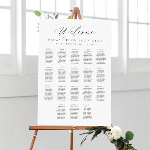 18 Tische Willkommen Sitzplan Poster