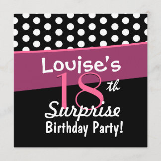 18. Überraschungs-Geburtstags-Schwarz-weißes Einladung