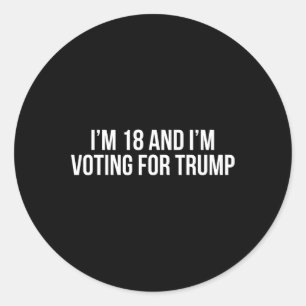18 und ich stimme für Trump 2024 konservativer Rep Runder Aufkleber
