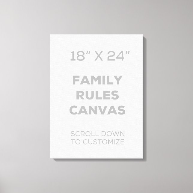 18" x 24" Familienregeln Leinwand (Vorderseite)