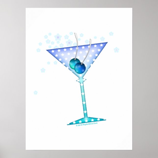 18" x 24" PLAKAT - BLUE MARTINI ART (Vorne)
