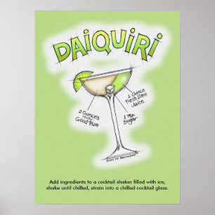 18" x 24" POSTER - DAIQUIRI-REZEPT COCKTAIL-KUNST
