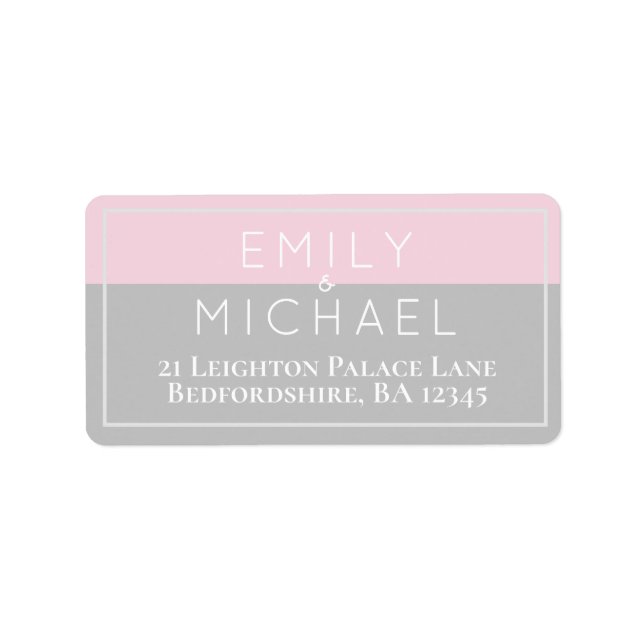 18 x Sugar Pink Gray Moderne Rücksendeadressen-Auf Adressaufkleber (Vorne)