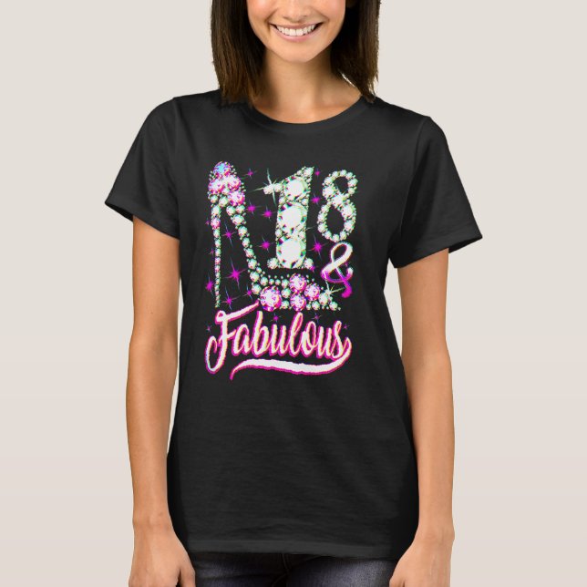 18 Years Old  18 & Fabulous 18th Birthday Pink Dia T-Shirt (Vorderseite)