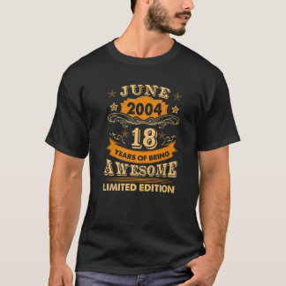 18Jähriges Geschenk Vintag im Juni 2004 18. Geburt T-Shirt