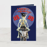 18th birthday card karte<br><div class="desc">Skeleton biker riding a hog and smoking a zigarette. Inside is a picture of a skull and a spooky gießt.  Very spooky birthday card.</div>