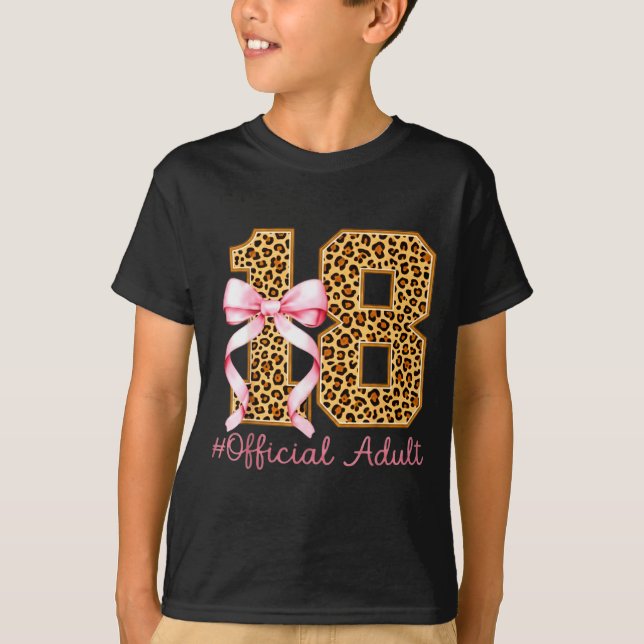 18th Birthday Girl Nk Coquette Bow Leopard 18 Year T-Shirt (Vorderseite)