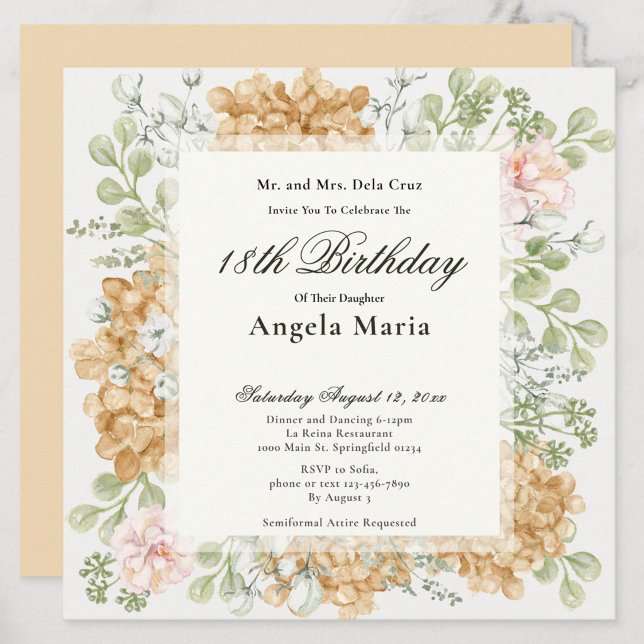 18th Birthday Invitation in Elegant Autumn Colors Einladung (Von Creator hochgeladen)