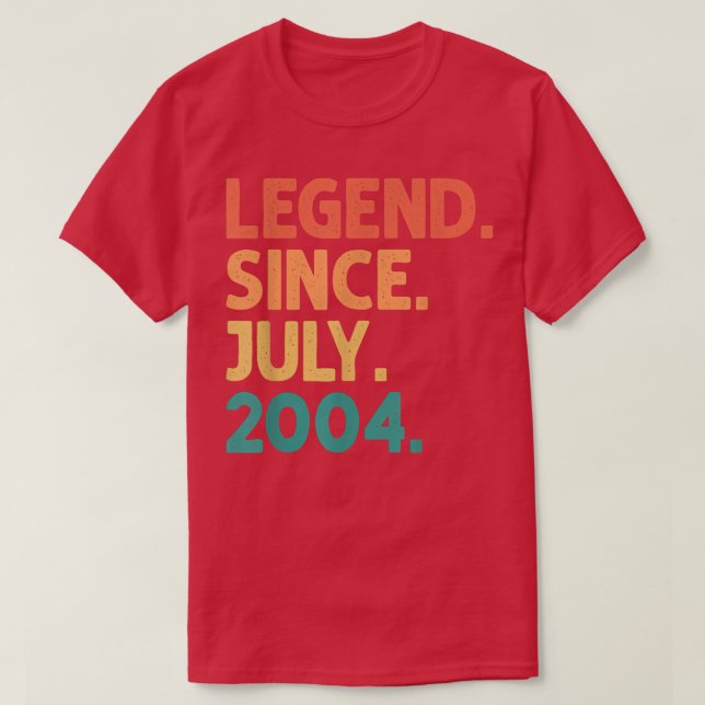 18th Birthday Legend Since July 2004 18 Years Old  T-Shirt (Design vorne)