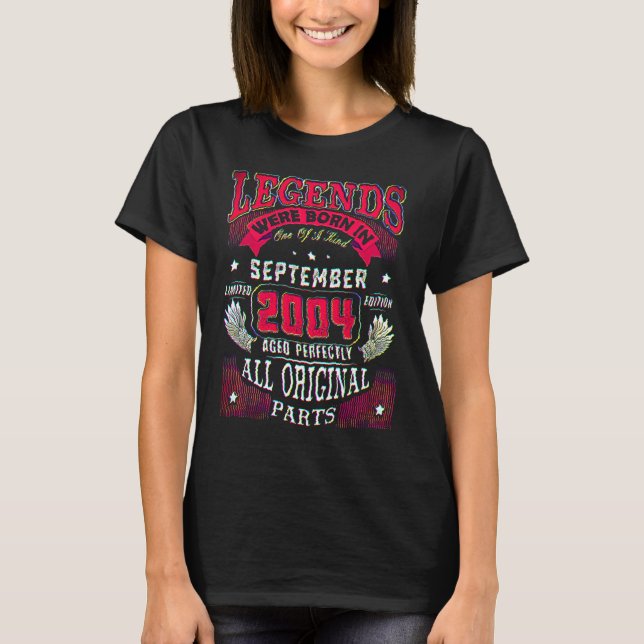 18th Birthday  Legends Born In September 2004 18 Y T-Shirt (Vorderseite)