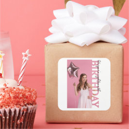 18th Birthday Photo college Party favor Quadratischer Aufkleber