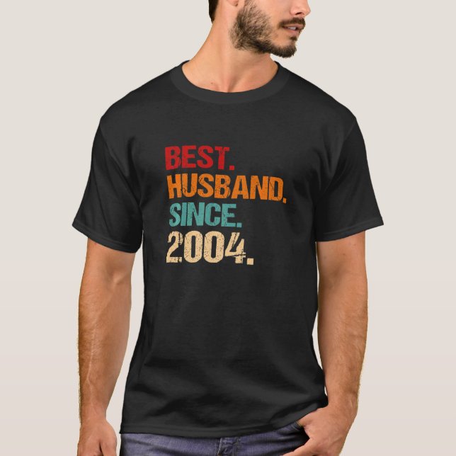 18th Wedding Anniversary Best Husband Since 2004 F T-Shirt (Vorderseite)