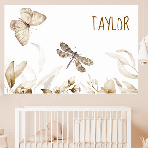 18x12 Aquarell Vintage Sepia Blumen Kinderzimmer Poster