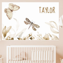 18x12 Aquarell Vintage Sepia Floral Baby-Kinderzim