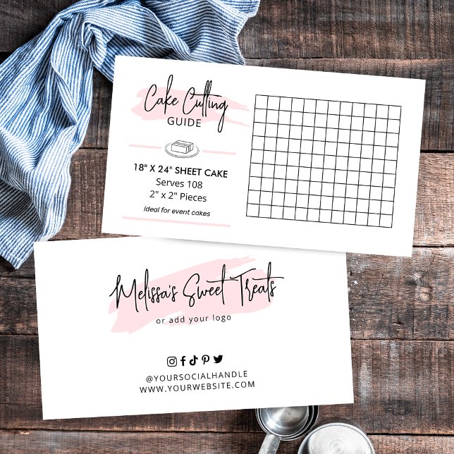 18x24" Rectangle Cake Cutting Guide 2x2 Servings Begleitkarte (Ensure your clients know how to cut their cake with this 18x24" cake cutting guide)