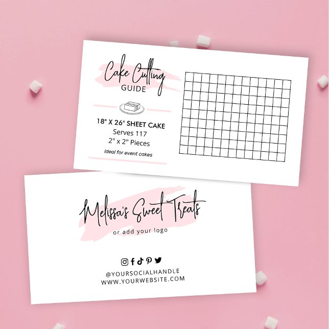 18x26" Rectangle Cake Cutting Guide 2x2 Servings Begleitkarte (Ensure your clients know how to cut their cake with this 18x26" cake cutting guide)