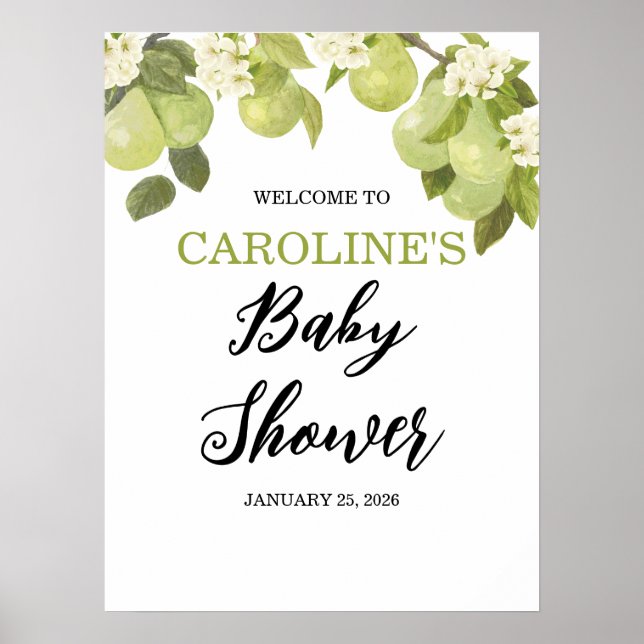 18x2" Sweet Little Pear Welcome Baby Shower Poster (Vorne)
