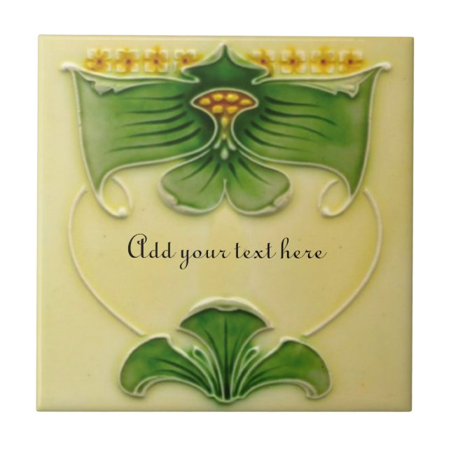 1900 Art Nouveau Repro Floral Tile zu personalisie Fliese (Vorderseite)