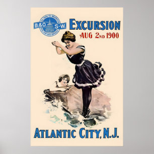 1900 B&O Eisenbahn-Ausflug Atlantic City NJ Poster