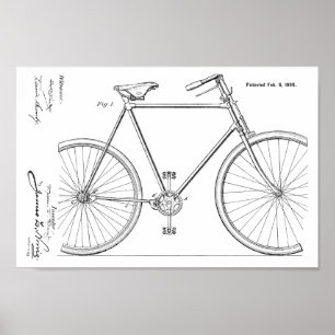 1900 Chainless Bicycle Design Patent Art Print Poster
