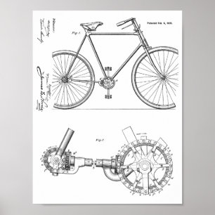 1900 Chainless Bicycle Design Patent Art Print Poster