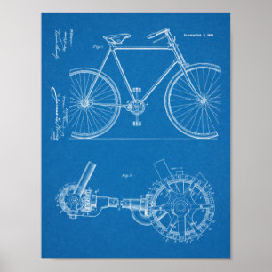 1900 Chainless Bicycle Design Patent Art Print Poster