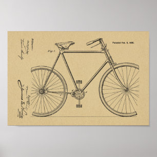 1900 Chainless Bicycle Design Patent Art Print Poster