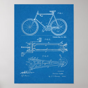 1900 Chainless Bicycle Design Patent Art Print Poster