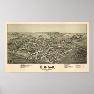 1900 Dunbar, PA Birds Eye Panoramablick Karte Poster