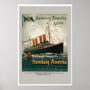 1900 “Hamburg-Amerika Linie” Vintage Style Ozean Poster