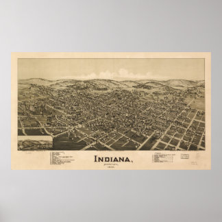 1900 Indiana, PA Birds Eye Panoramablick Karte Poster