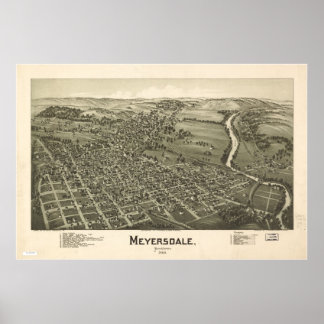 1900 Meyersdale, PA Birds Eye Panoramablick Karte Poster