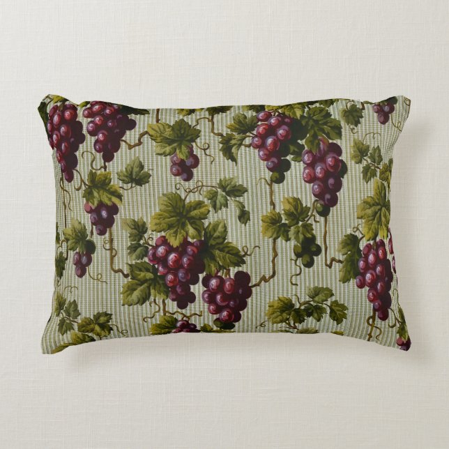1900 Vintage Trauben Botanisches Design Frucht Dekokissen (Vorderseite)
