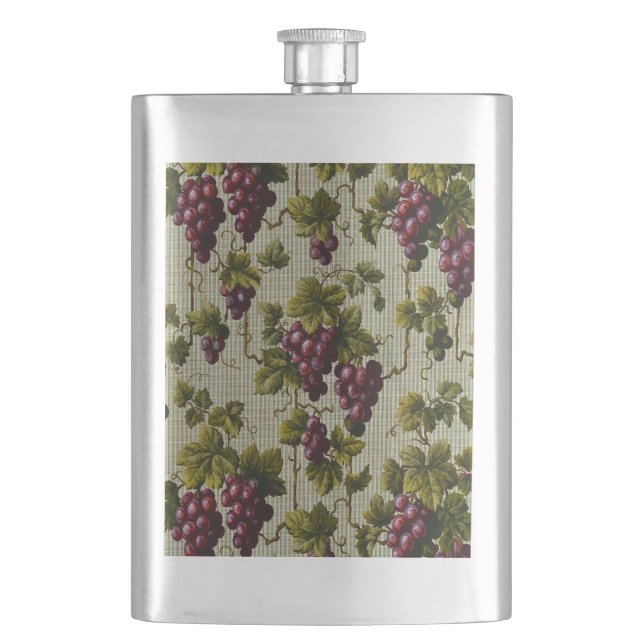 1900 Vintage Trauben Botanisches Design Frucht Flachmann (Vorderseite)