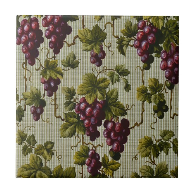 1900 Vintage Trauben Botanisches Design Frucht Fliese (Vorderseite)